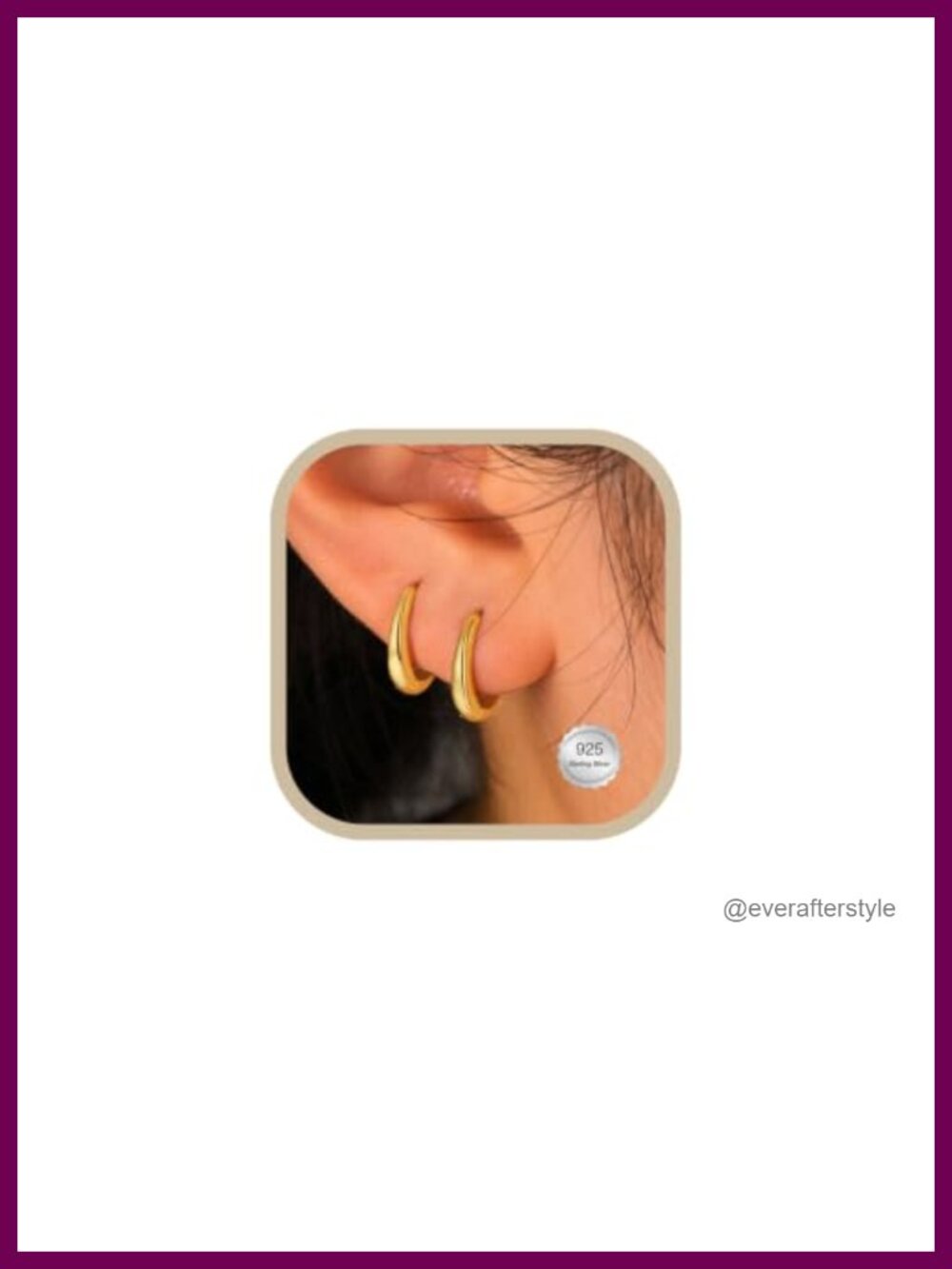 Sterling Silver Chunky Hoop Earrings for Women 6-12mm